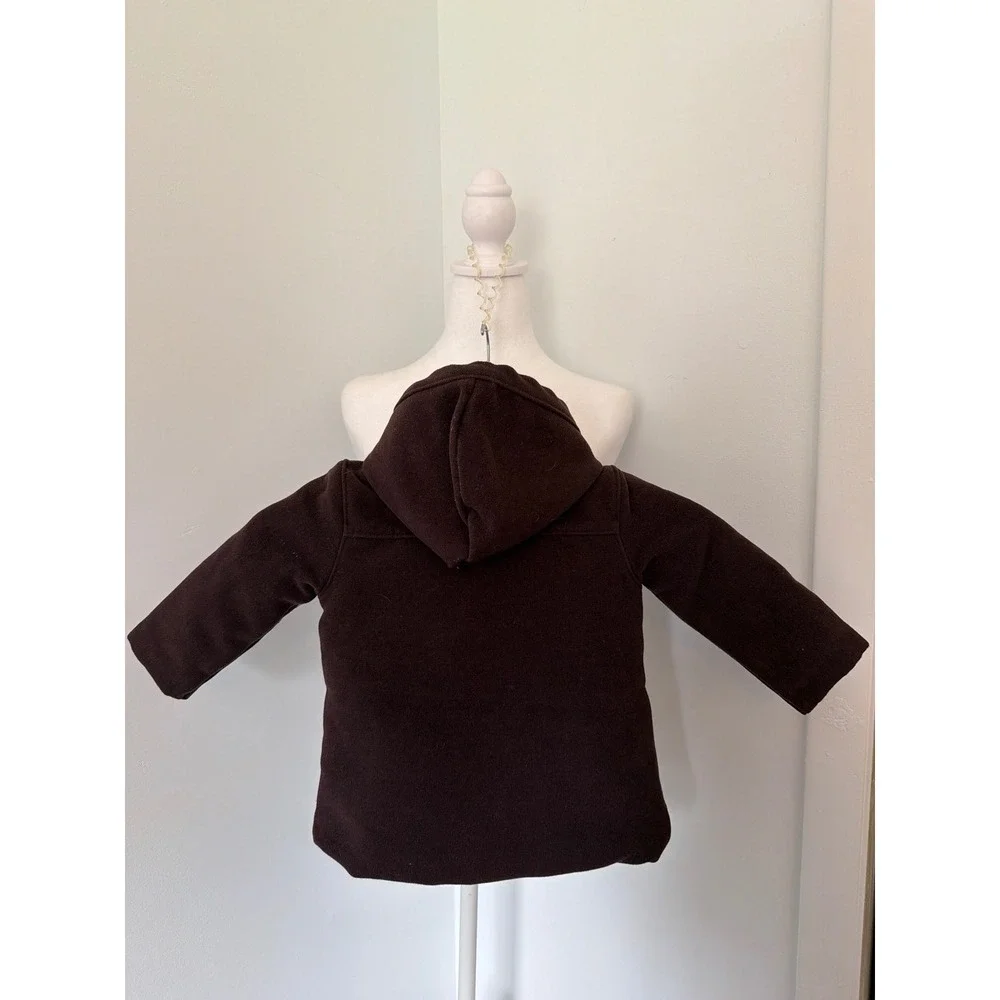 Gymboree Girls Brown Hooded Duffle Coat Sunflower Floral Lining 18-24M Toddler